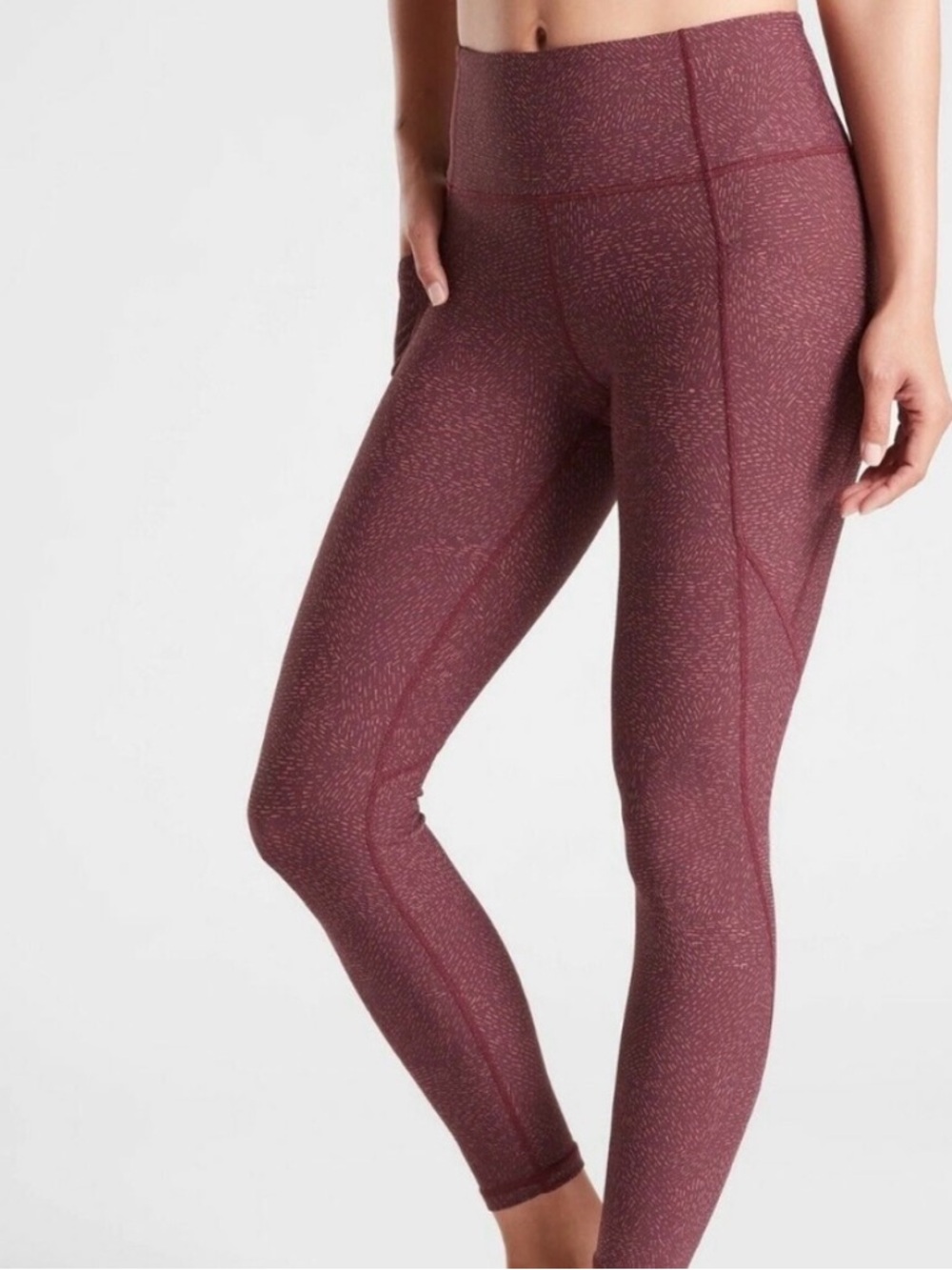 Athleta Salutation Stash Pocket Leggings  Large High Rise Powervita Burgundy